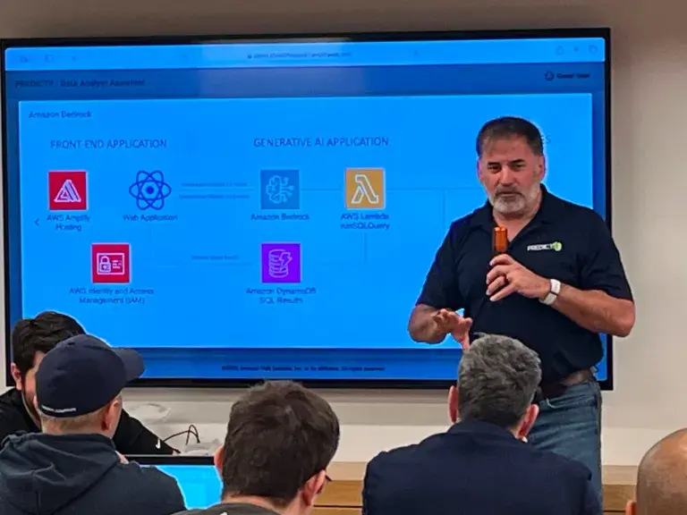 Demoing a generative AI application architecture on Amazon Bedrock to a room of developers